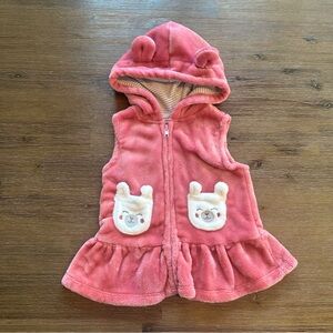 3/27$ Super soft baby toddler pink fleece sleeveless hooded vest  size 18M